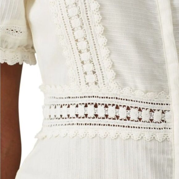 Sweet Baby Jamie Ivory Lace Boho Cottage Core Midi Dress - Picture 14 of 16